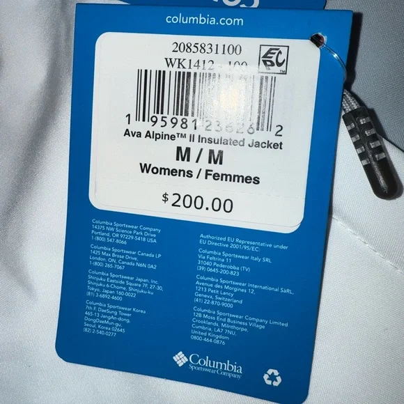 Columbia Ava Alpine II Insulated Waterproof Women Sz M Ski Jacket White Grey New - Picture 6 of 15